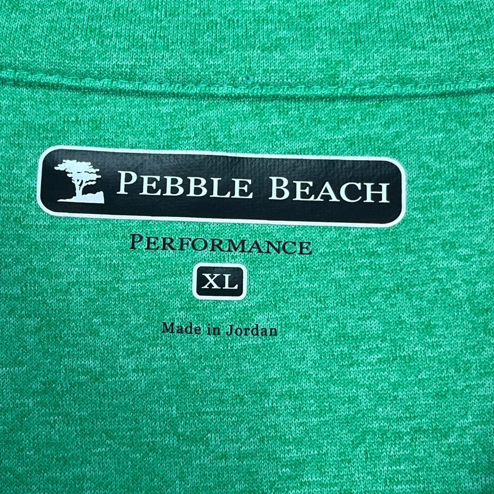 Pebble Beach Pullover Mens XL Green Heathered Quarter Zip Golf Performance‎ NEW